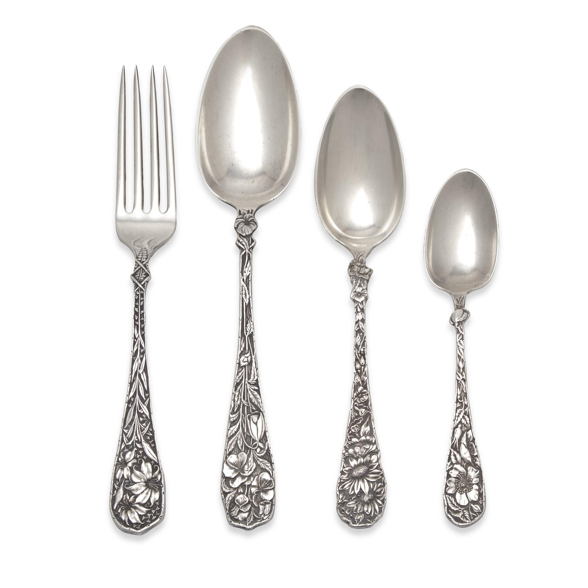 A Sterling Silver Floral Flatware Service