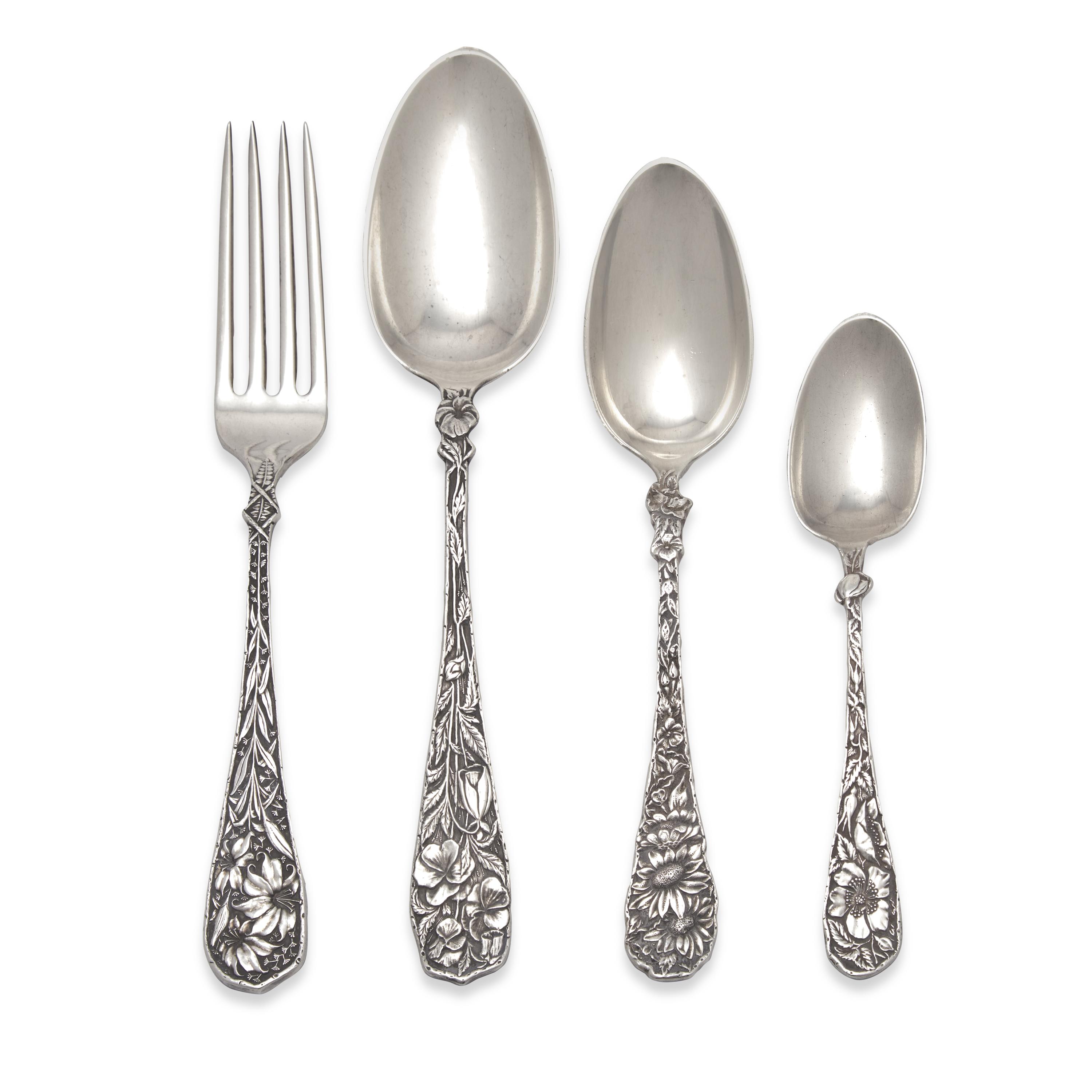 A Sterling Silver Floral Flatware Service
