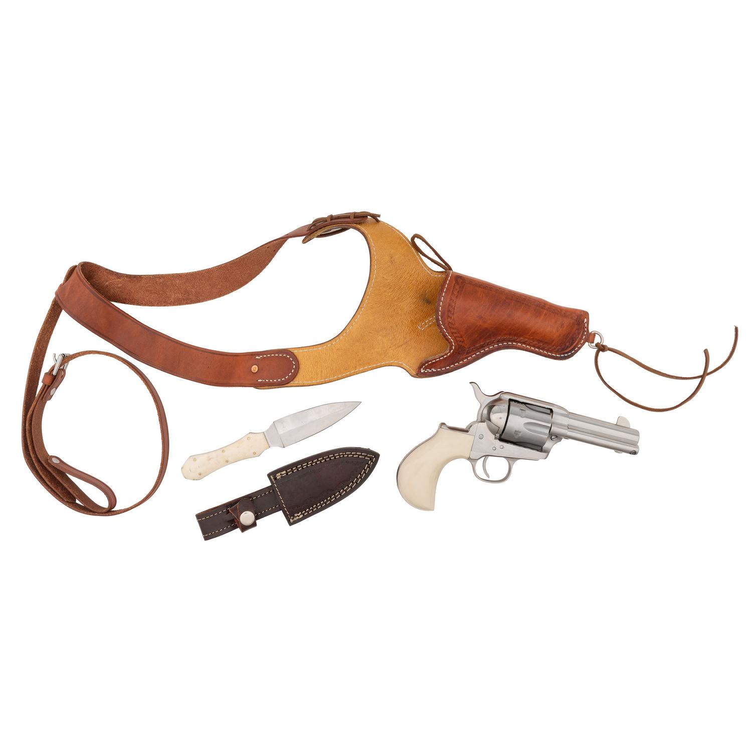 *Cimarron Thunderer Single Action Doc Holiday Revolver with Shoulder Holster and Knife