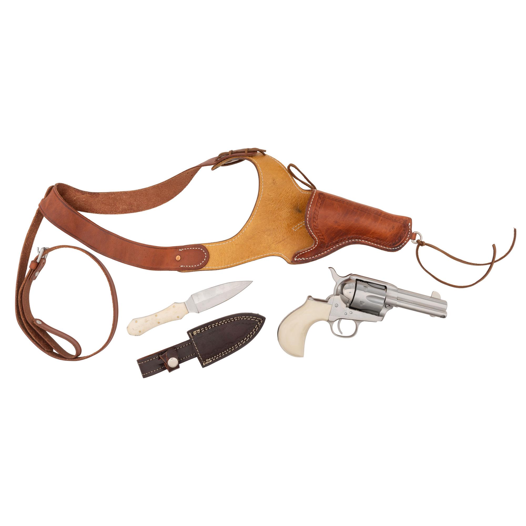 *Cimarron Thunderer Single Action Doc Holiday Revolver with Shoulder Holster and Knife