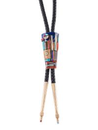 14k Gold and Mosaic Inlay Bolo Tie