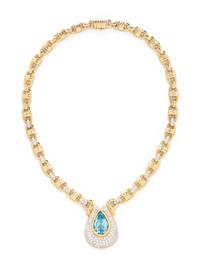 BICOLOR GOLD, BLUE TOPAZ AND DIAMOND NECKLACE