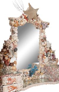 A Grotto Style Shell-Encrusted Dressing Table and Mirror