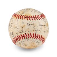 A Multi Signed Autograph Baseball Featuring Joe DiMaggio and Hall of Famers (PSA Letter of Authenticity),