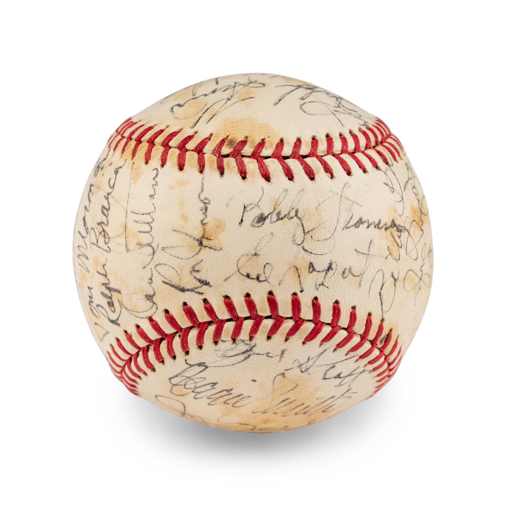 A Multi Signed Autograph Baseball Featuring Joe DiMaggio and Hall of Famers (PSA Letter of Authenticity),