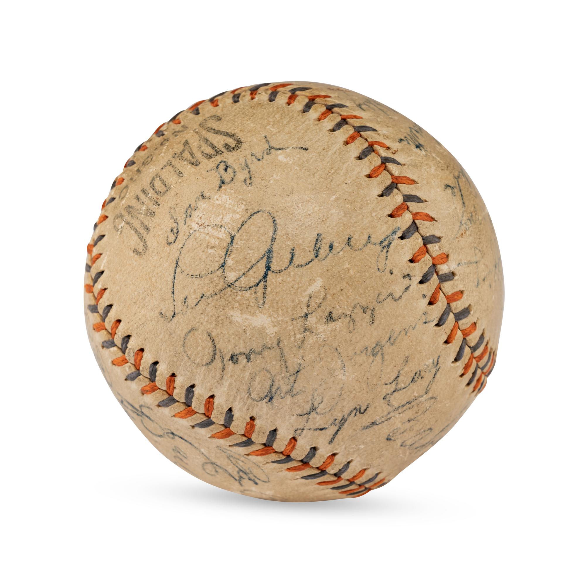 A 1934 New York Yankees Team Signed Autograph Baseball Featuring Babe Ruth and Lou Gehrig (PSA and Beckett Authentication Services Letters of Authenticity)