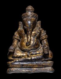 A Gilt Lacquered Bronze Figure of Ganesha, Probably Thai