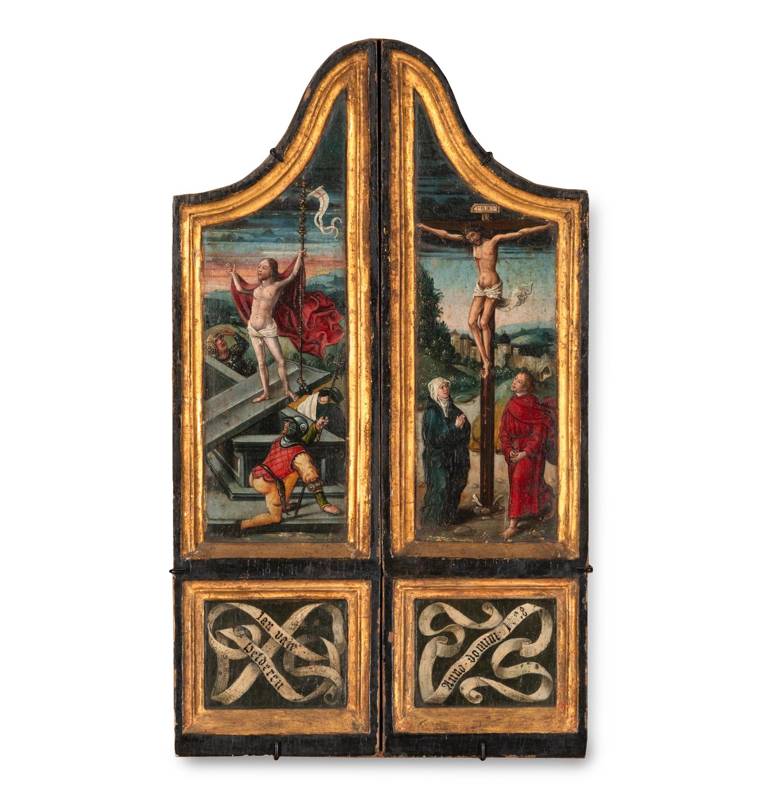 Crucifixion, Resurrection ( two wings of a triptych)