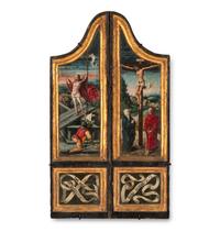 Crucifixion, Resurrection ( two wings of a triptych)