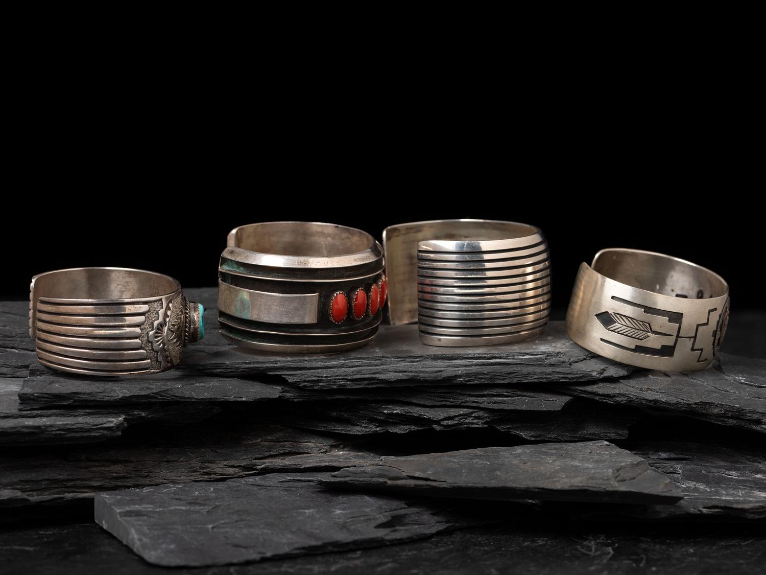 Four Navajo Silver Cuff Bracelets
