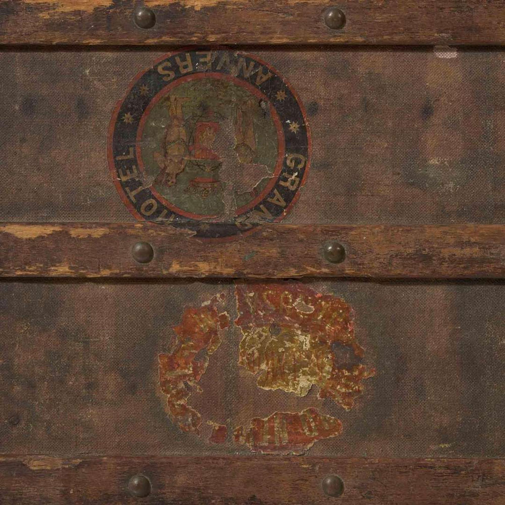A Louis Vuitton Rayée Canvas Steamer Trunk Circa 1880