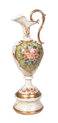 A Contemporary Ceramic Oversized Ewer on Stand Height overall 44 1/4 inches. — SECOND HALF 20TH CENTURY