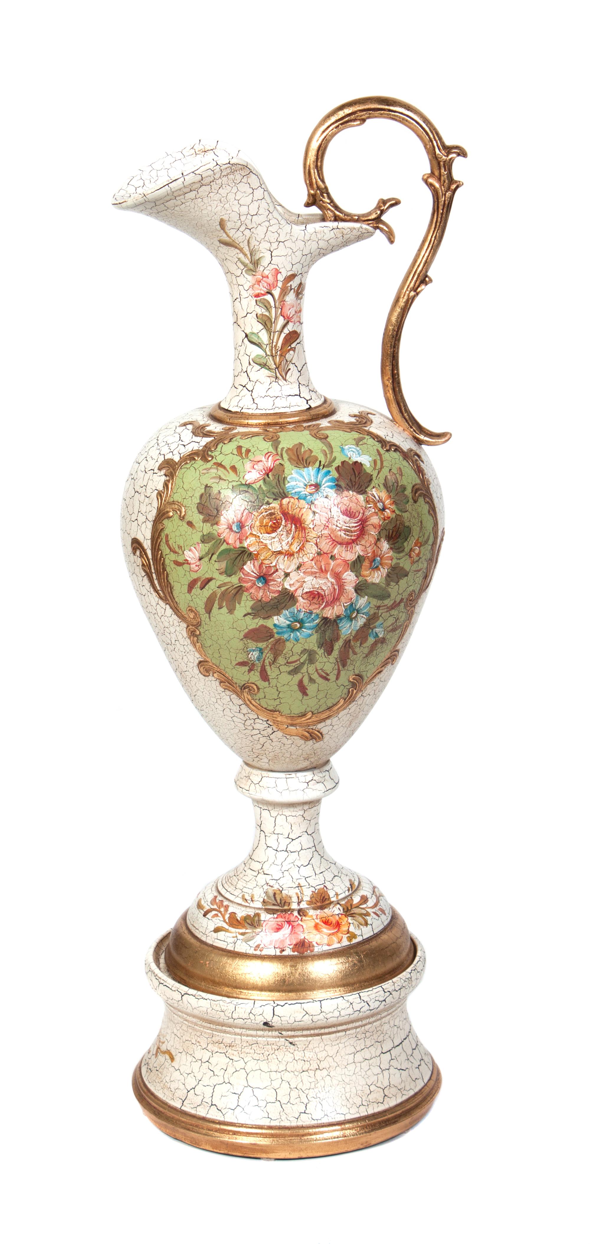 A Contemporary Ceramic Oversized Ewer on Stand Height overall 44 1/4 inches. — SECOND HALF 20TH CENTURY