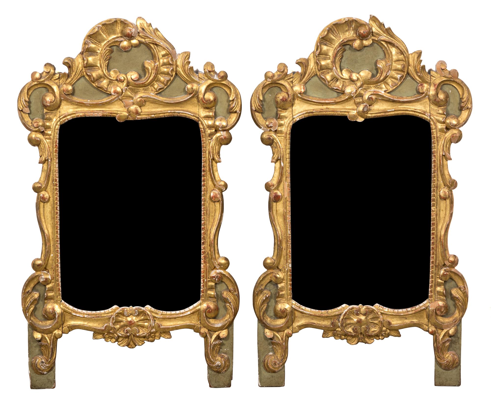 A Pair of Louis XV Style Giltwood Mirrors — 19TH CENTURY