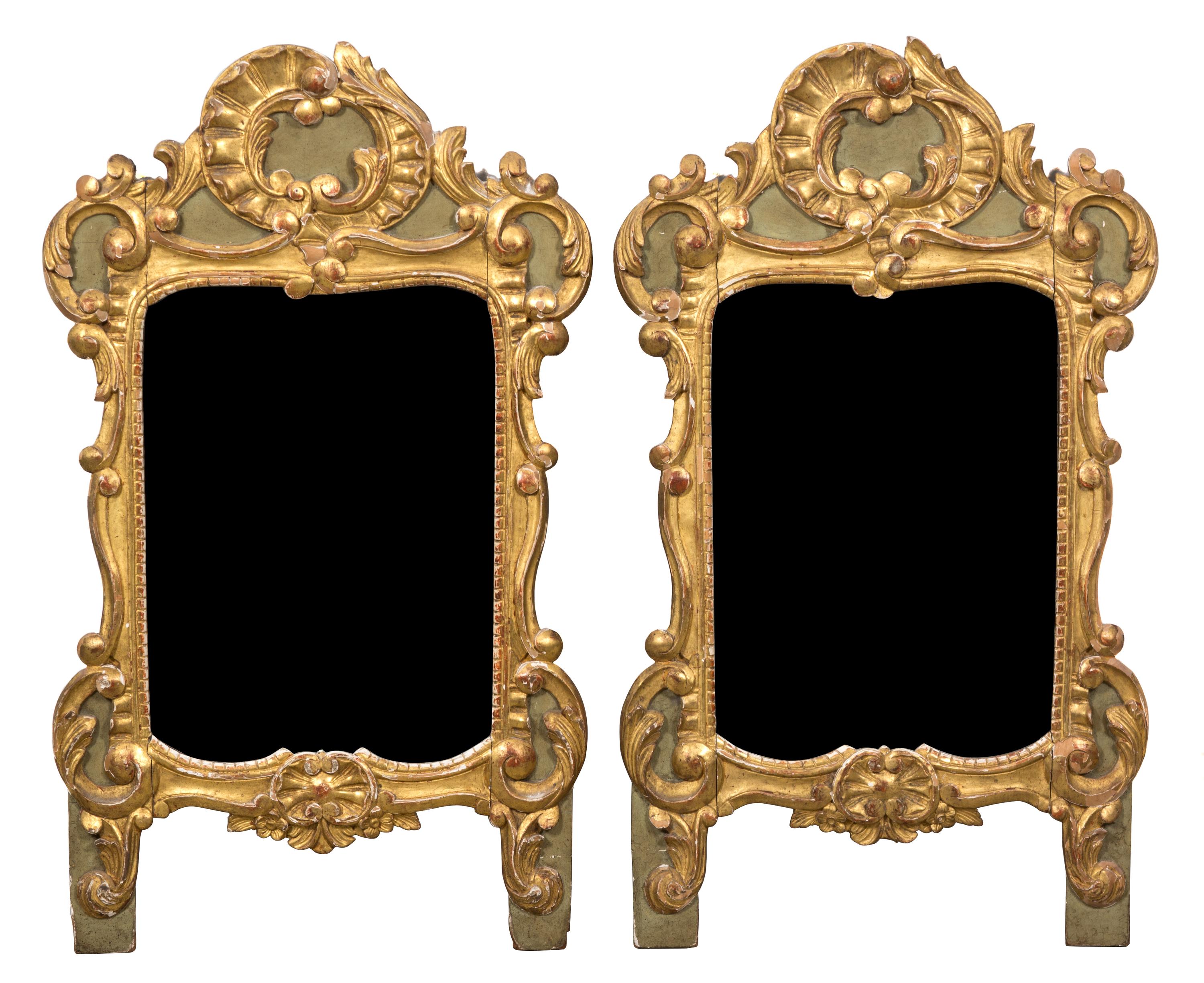 A Pair of Louis XV Style Giltwood Mirrors — 19TH CENTURY