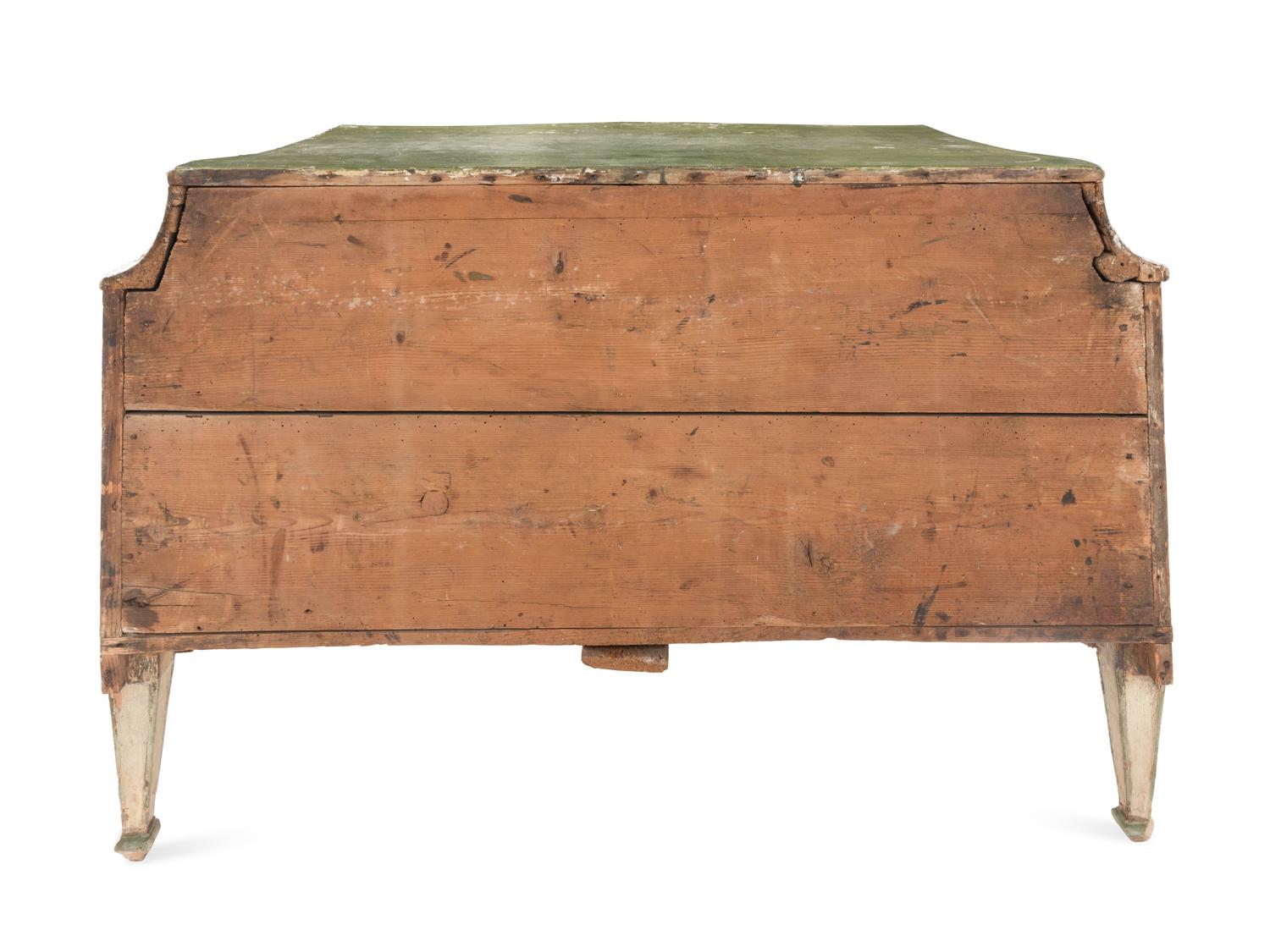 A North Italian Cream and Polychrome-Painted Commode