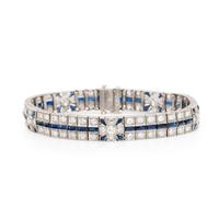 ART DECO, DIAMOND, SAPPHIRE, AND PLATINUM BRACELET