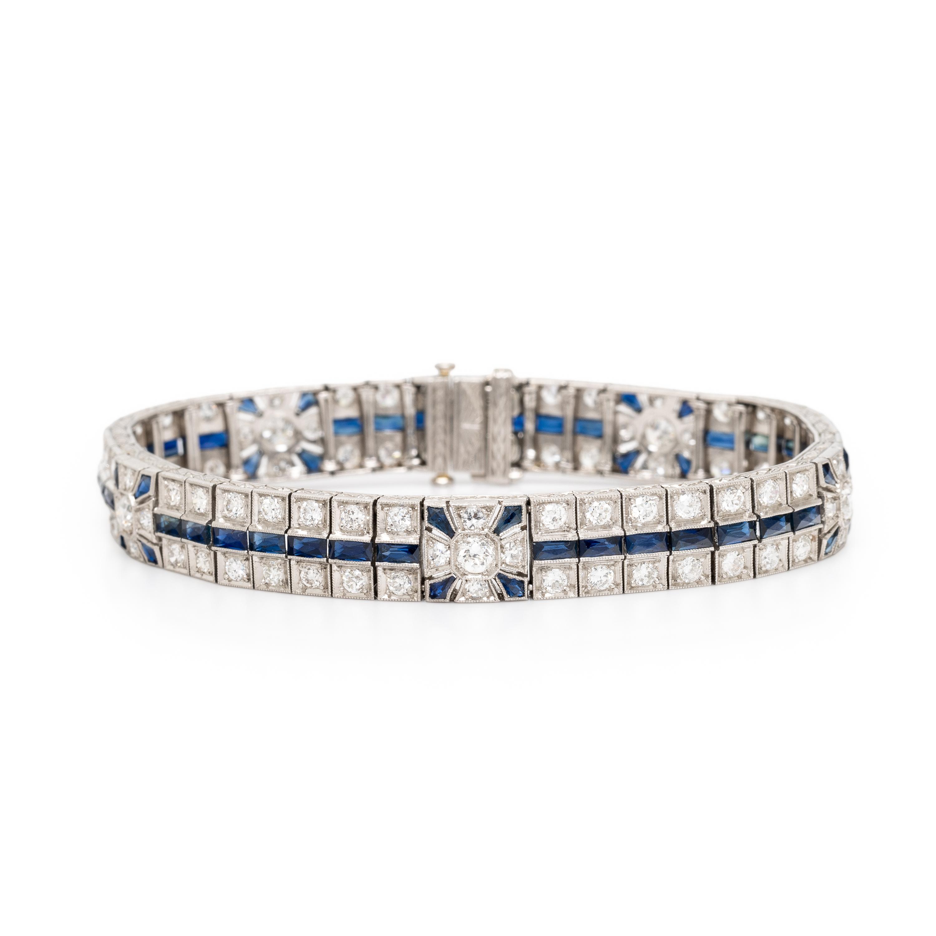 ART DECO, DIAMOND, SAPPHIRE, AND PLATINUM BRACELET