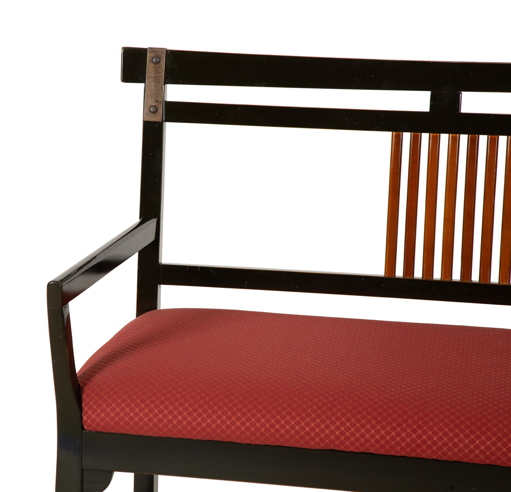 A Modern Asian Style Ebonized Wood Settee