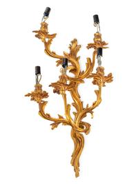 A Set of Four Louis XV Style Gilt Metal Five-Light Sconces