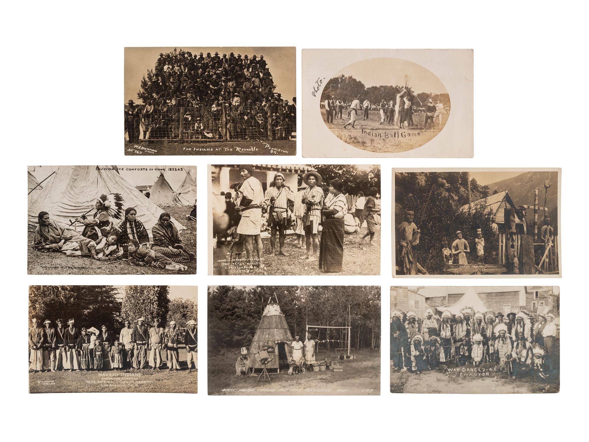 [NATIVE AMERICANS]. A group of 22 real photo postcards with Native American subjects, including: