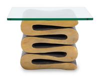 A Gilt Bronze and Glass Low Table After a Frank Gehry Design