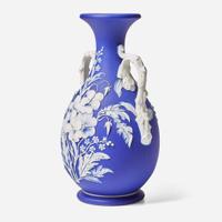 A Wedgwood Blue Dip Jasperware Handled Vase UK, 19th century