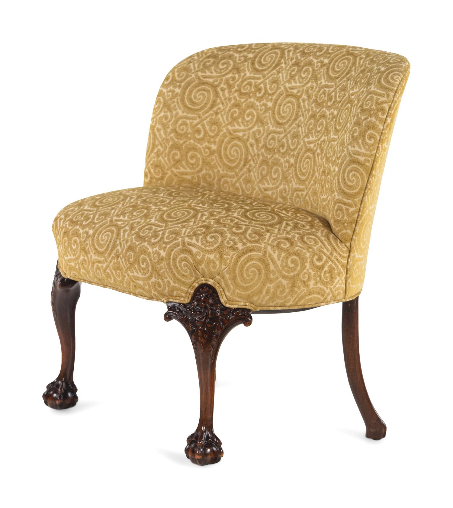 An Oversized George II Style Carved Walnut Slipper Chair