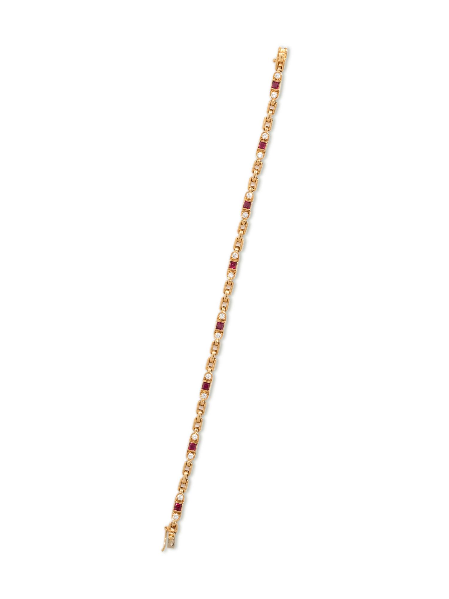 VAN CLEEF & ARPELS, YELLOW GOLD, RUBY AND DIAMOND BRACELET