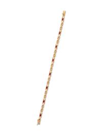 VAN CLEEF & ARPELS, YELLOW GOLD, RUBY AND DIAMOND BRACELET