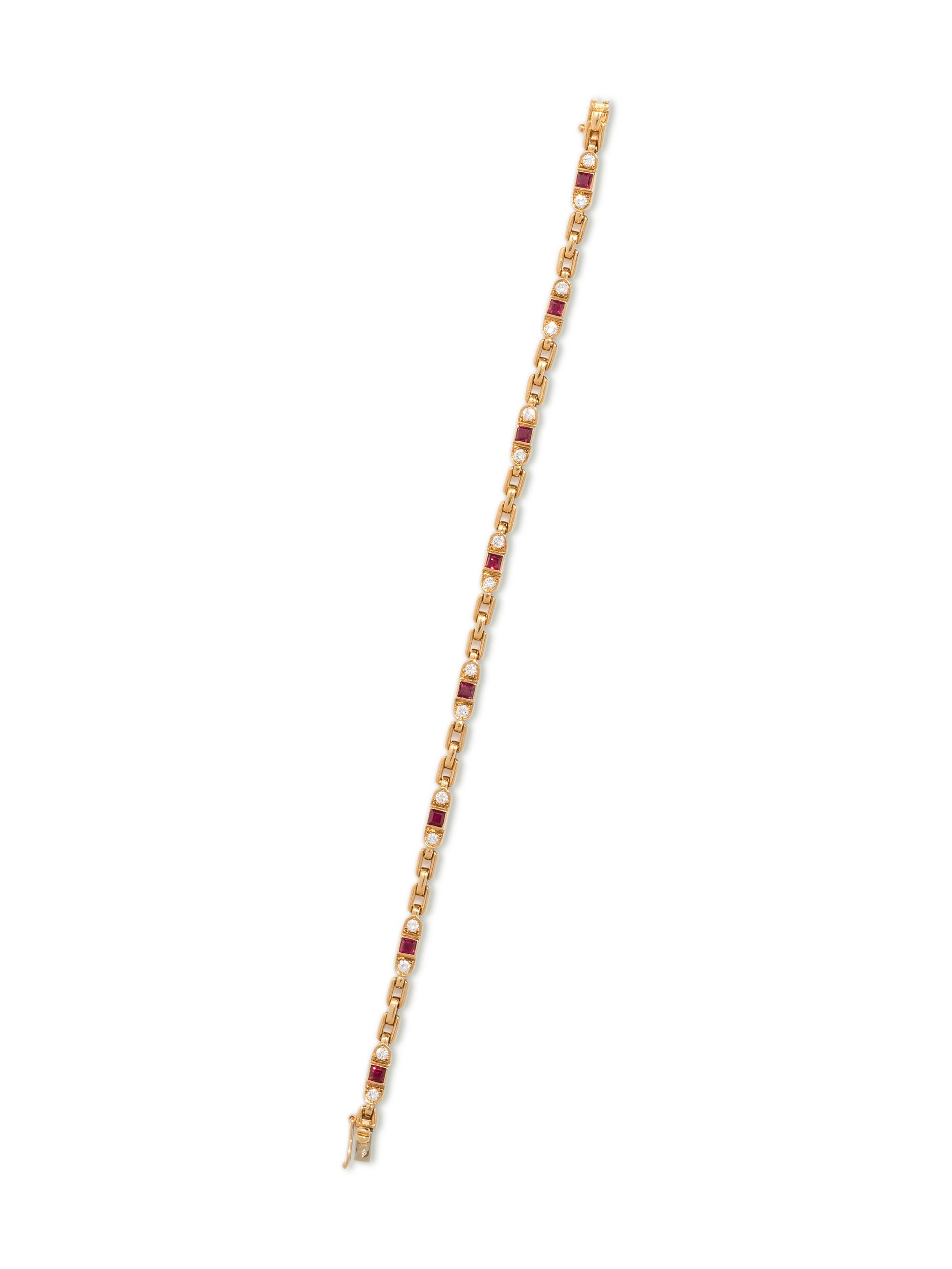 VAN CLEEF & ARPELS, YELLOW GOLD, RUBY AND DIAMOND BRACELET