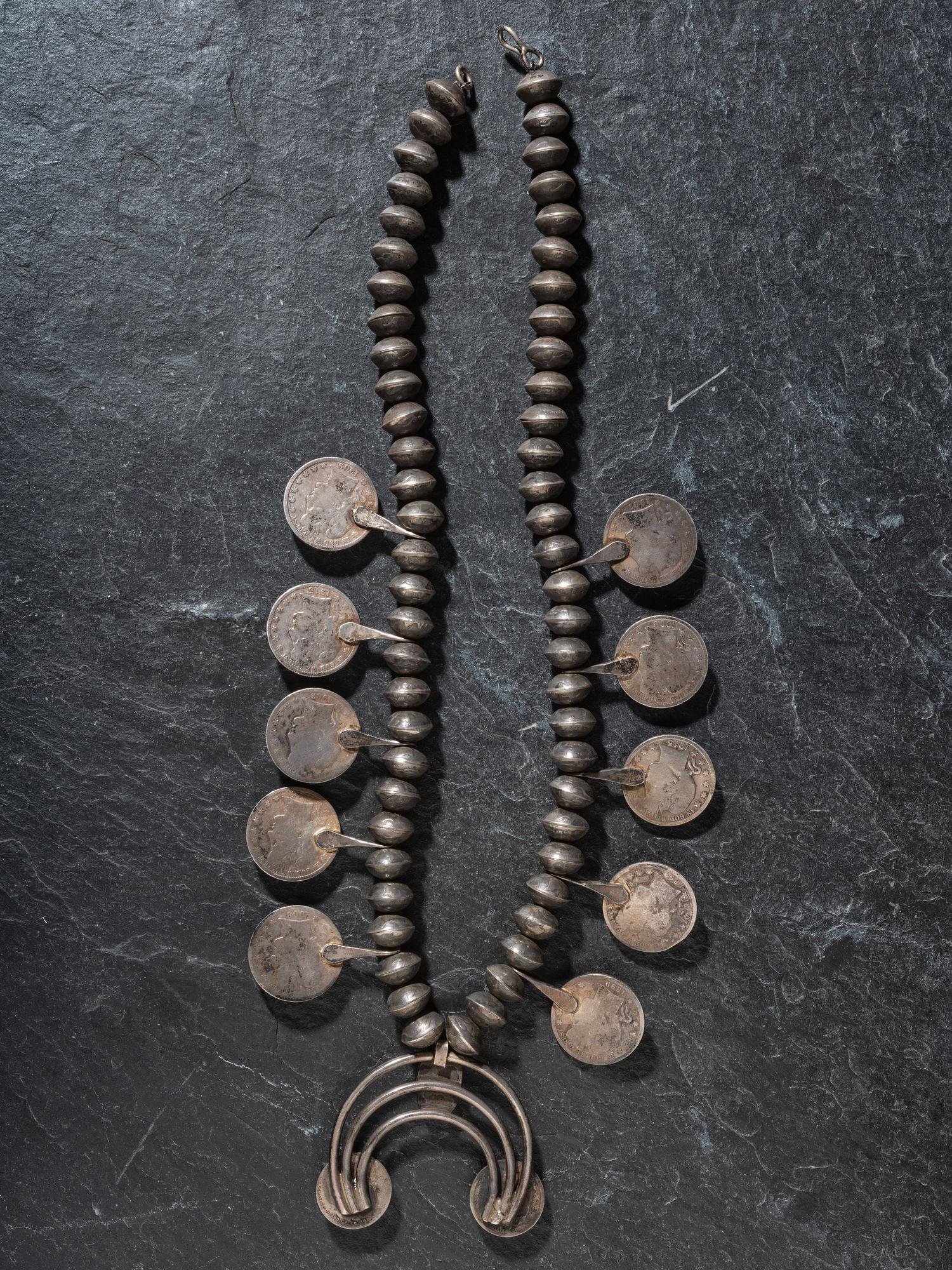 Navajo Coin and Turquoise Necklace