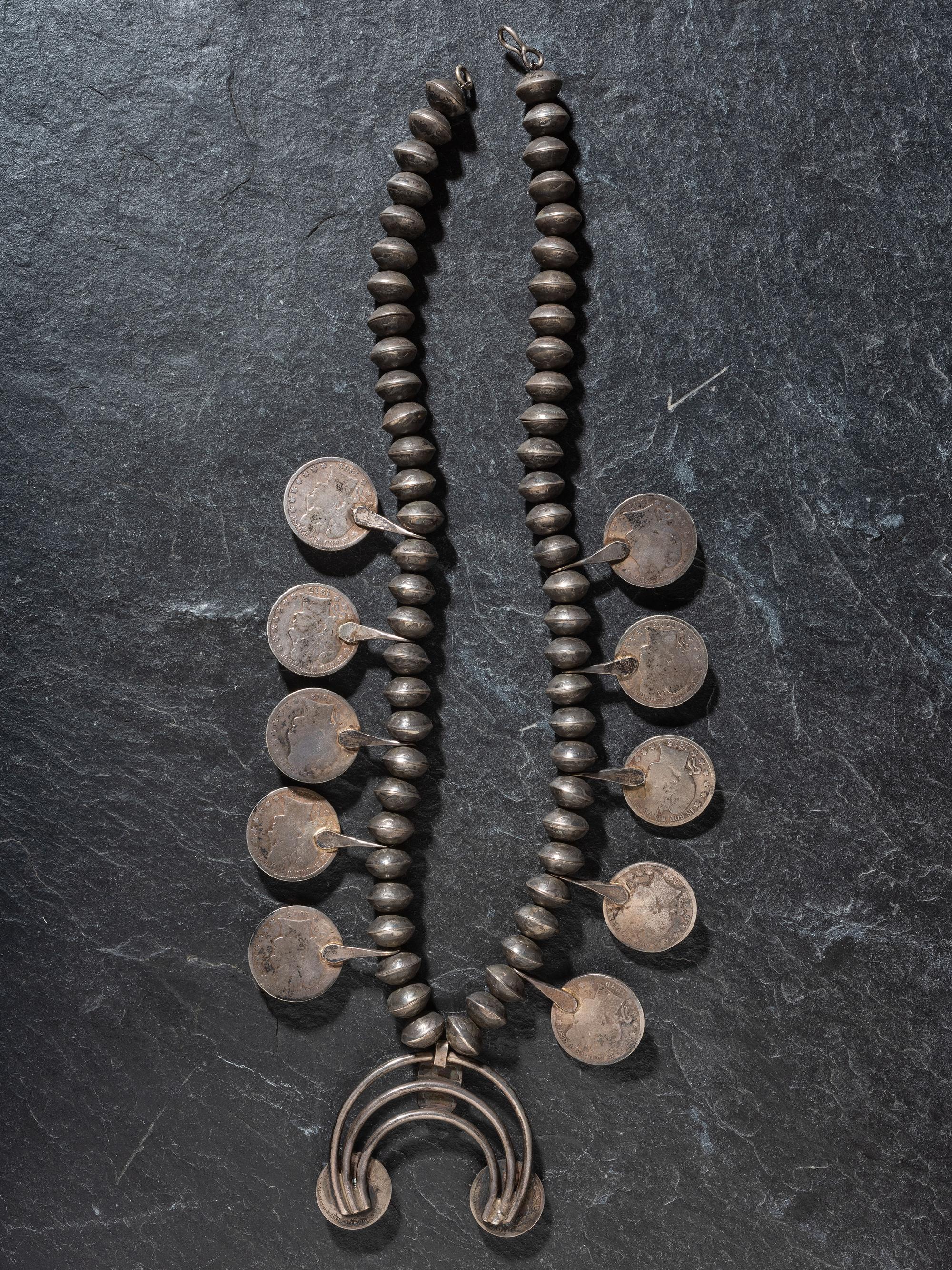 Navajo Coin and Turquoise Necklace