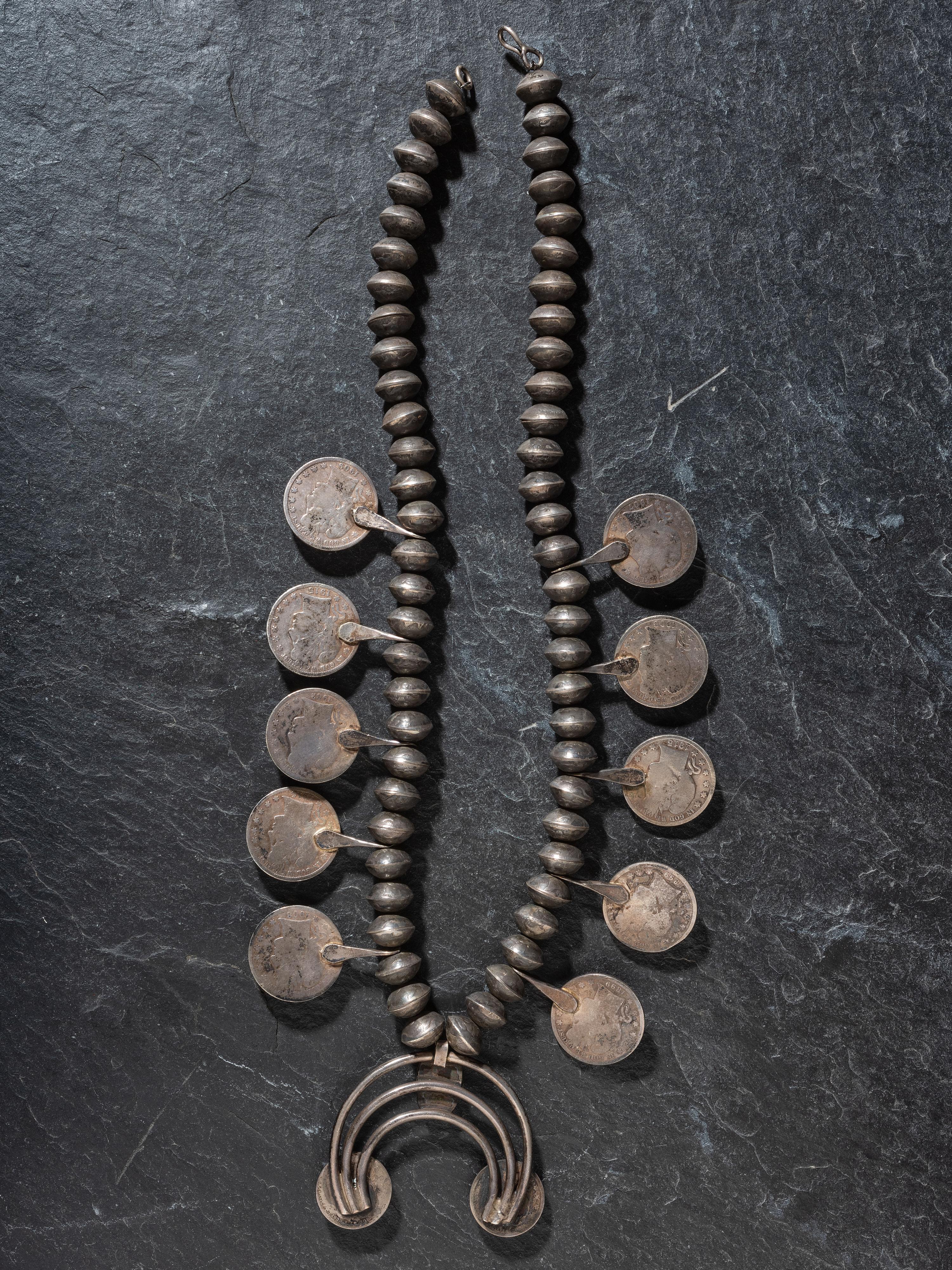 Navajo Coin and Turquoise Necklace