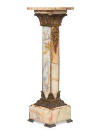 A Neoclassical Gilt Bronze Mounted Onyx Pedestal