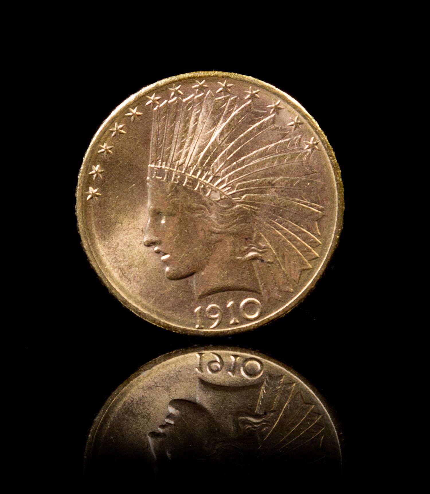 A United States 1910-D Indian Head $10 Gold Coin