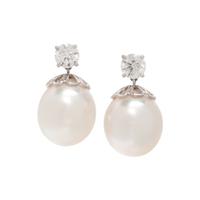 SOUTH SEA CULTURED PEARL AND DIAMOND EARRINGS