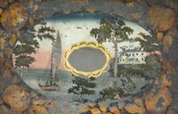 An American Reverse-Painted Glass Wall Clock