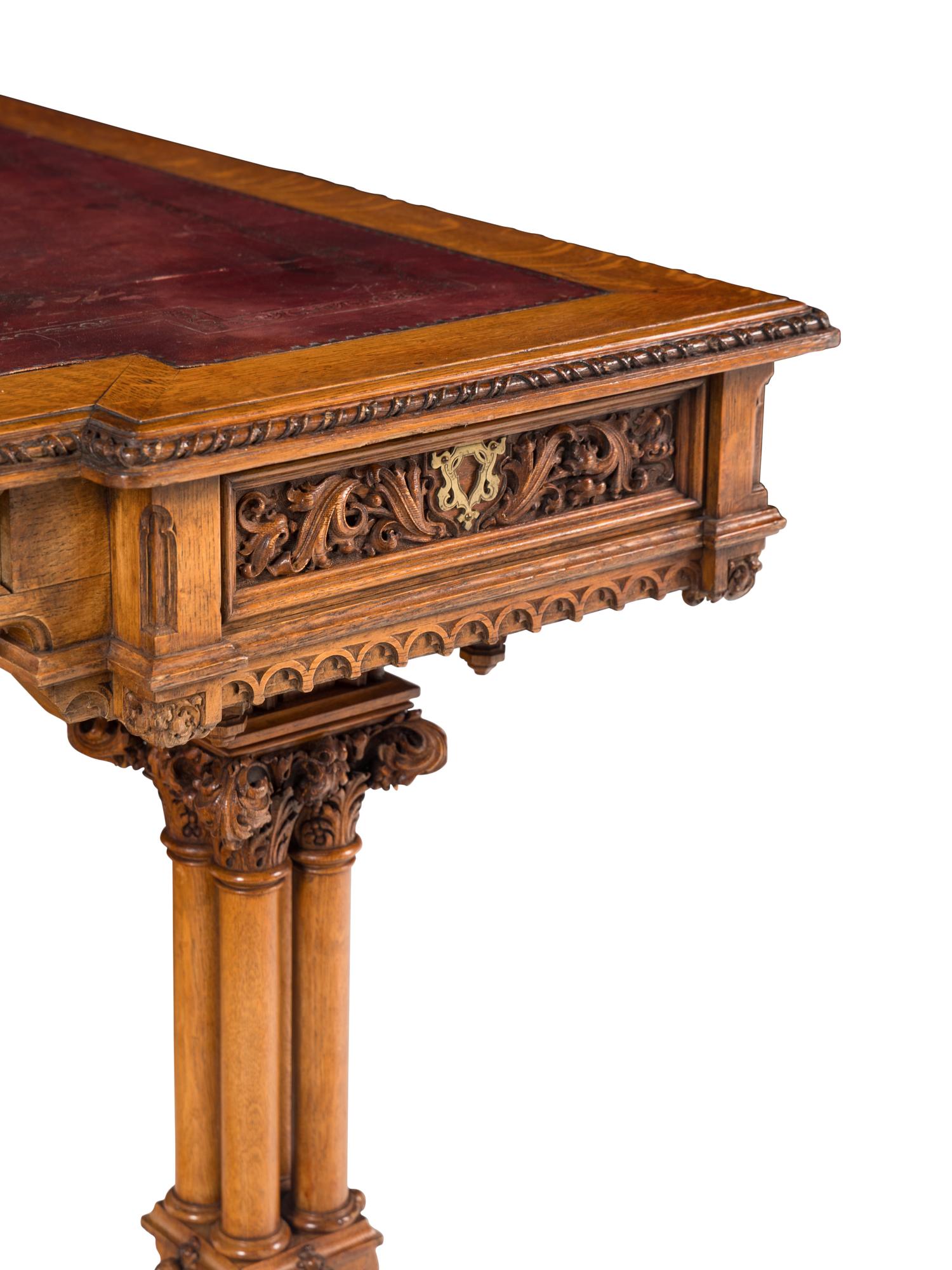 An Austrian Carved Oak Writing Table