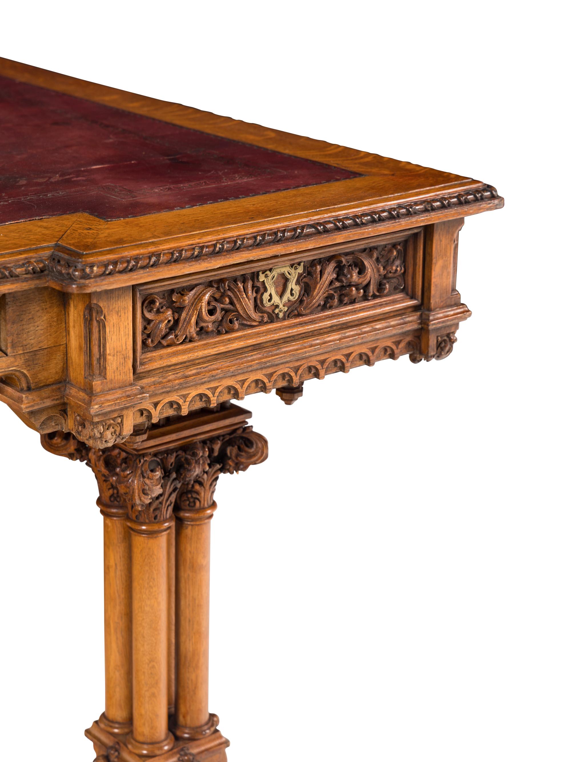 An Austrian Carved Oak Writing Table