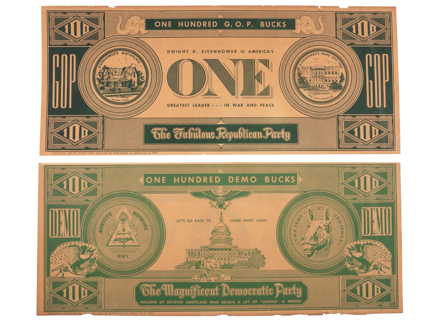 [STEVENSON, Adlai Ewing II (1900-1965)]. A group of campaign ephemera incl. a rare 1952 kerchief.