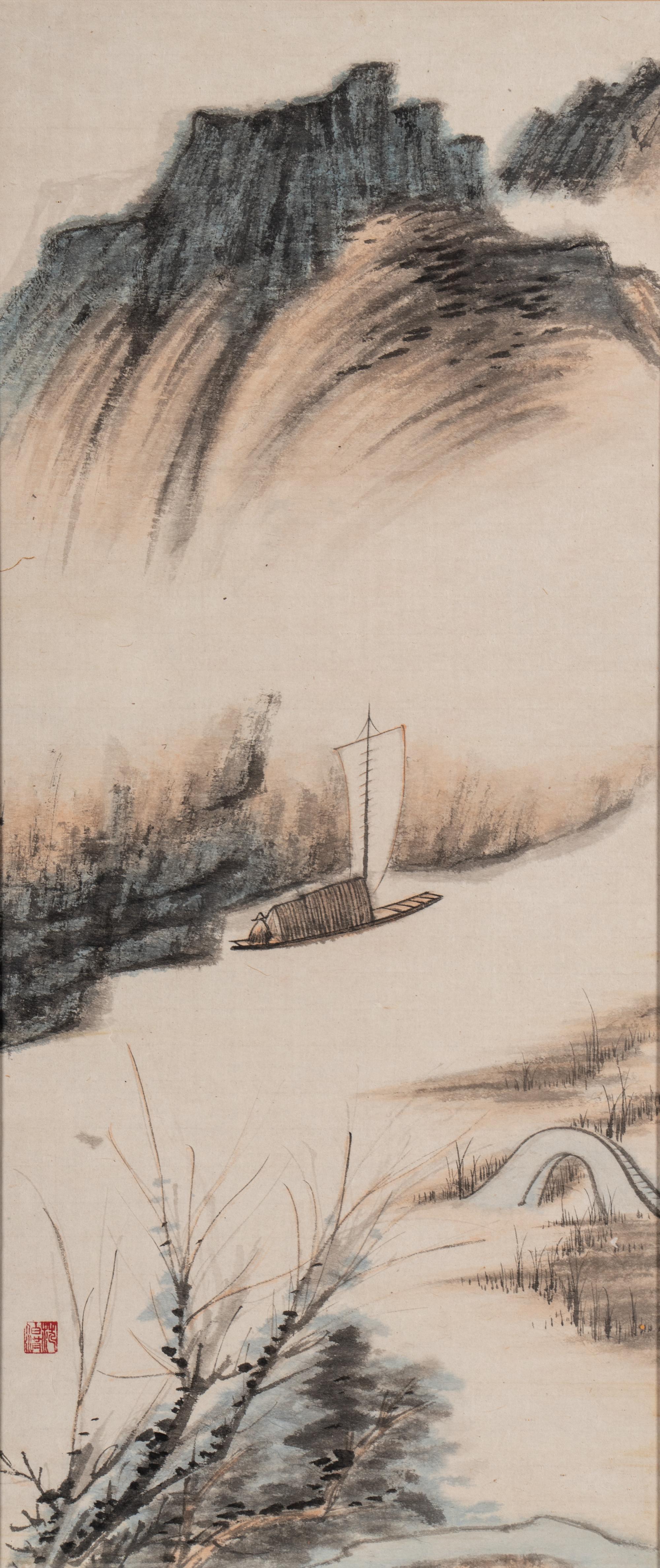 Two Chinese Ink and Color Paintings