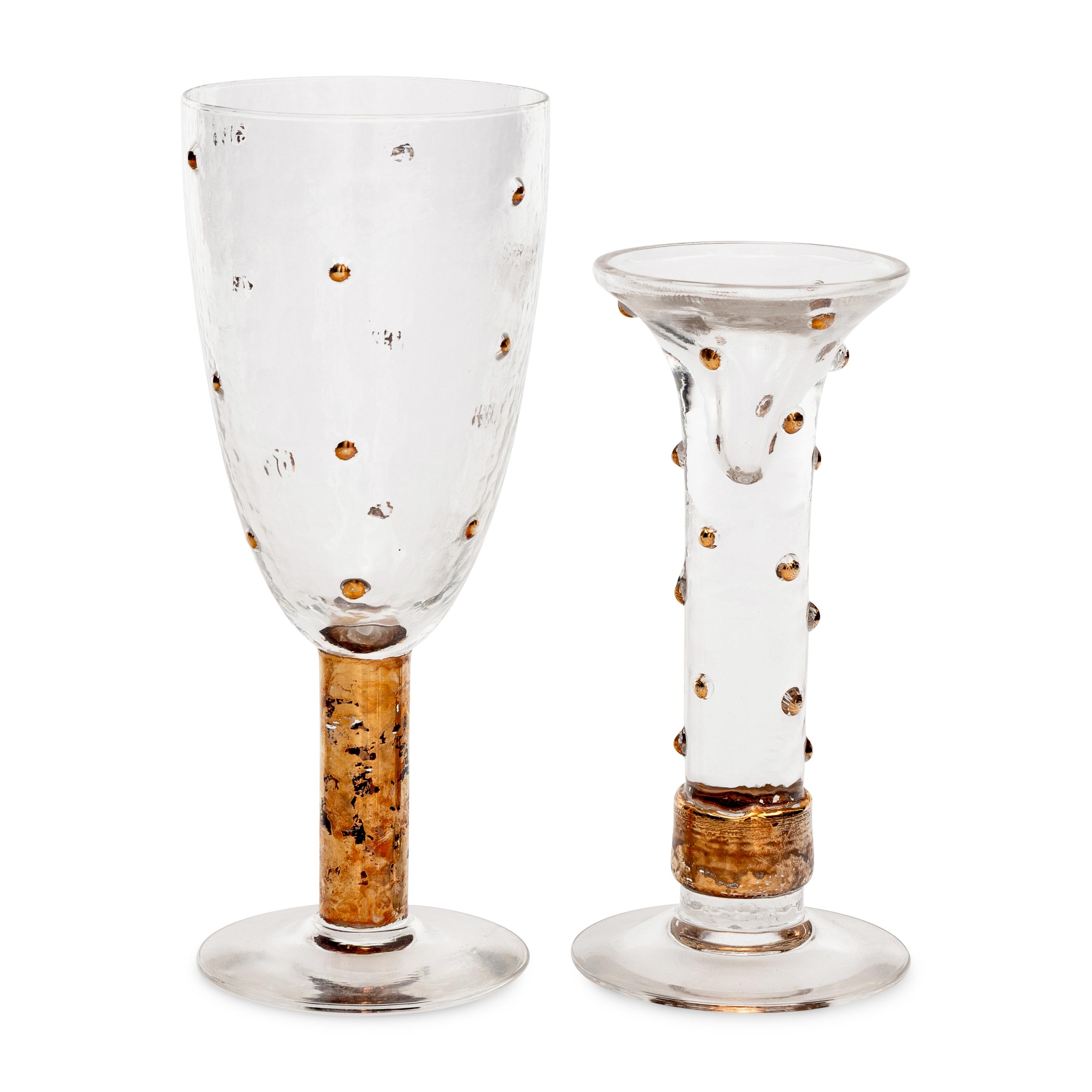 A Group of Eleven Stephen Smyers Parcel-Gilt Glass Table Articles