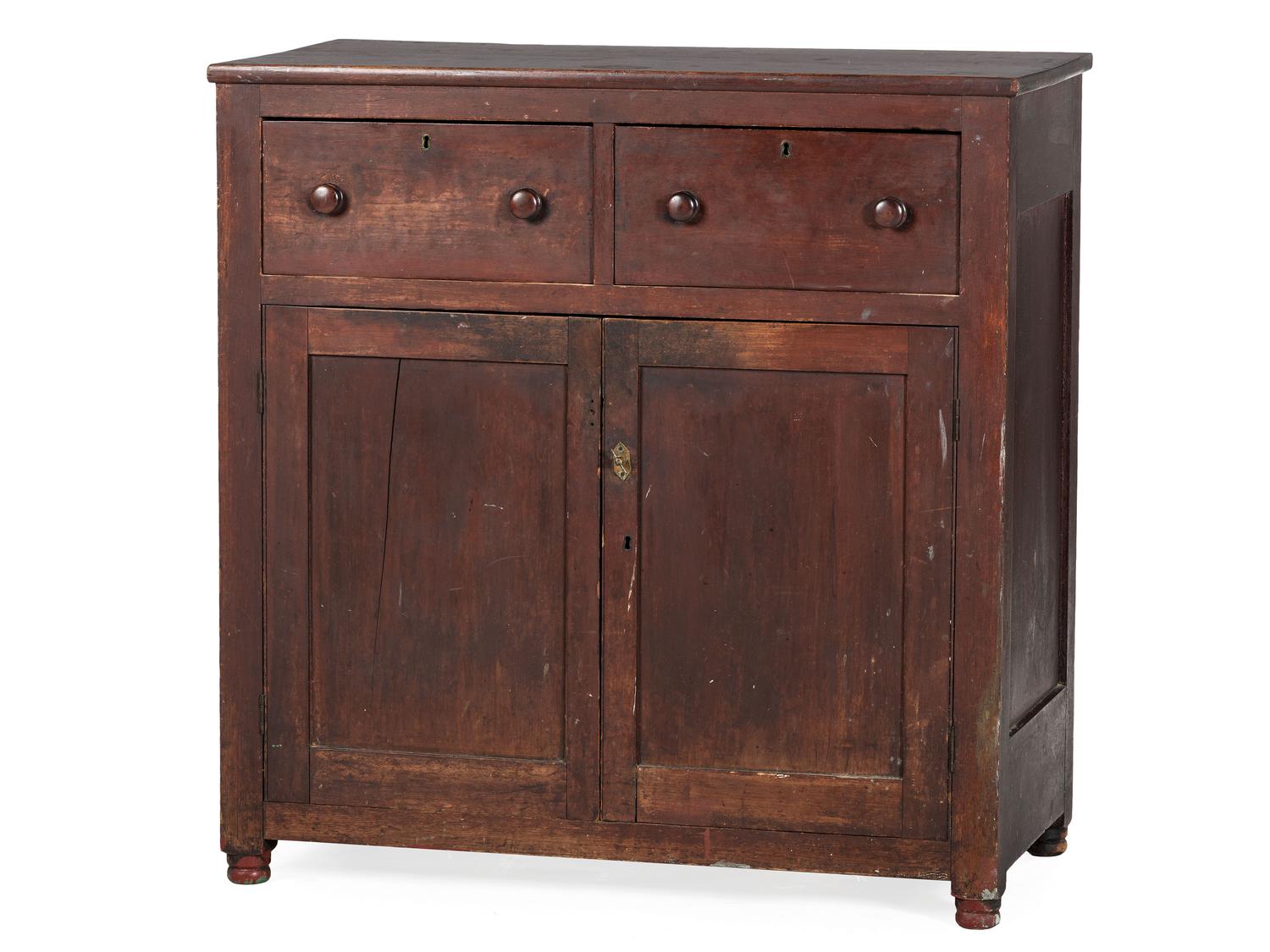 A Country Federal Cherrywood Two Drawer Jelly Cupboard
