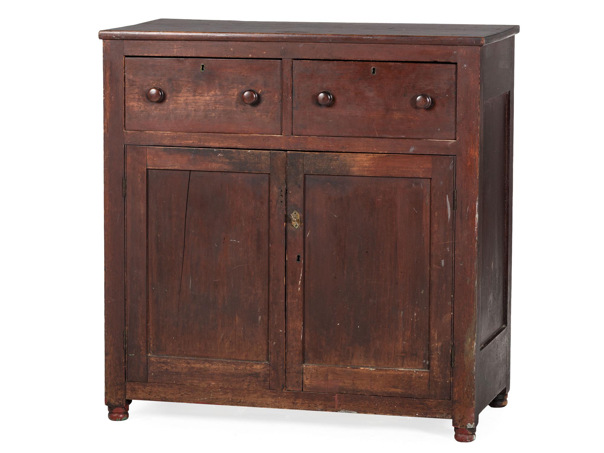 A Country Federal Cherrywood Two Drawer Jelly Cupboard