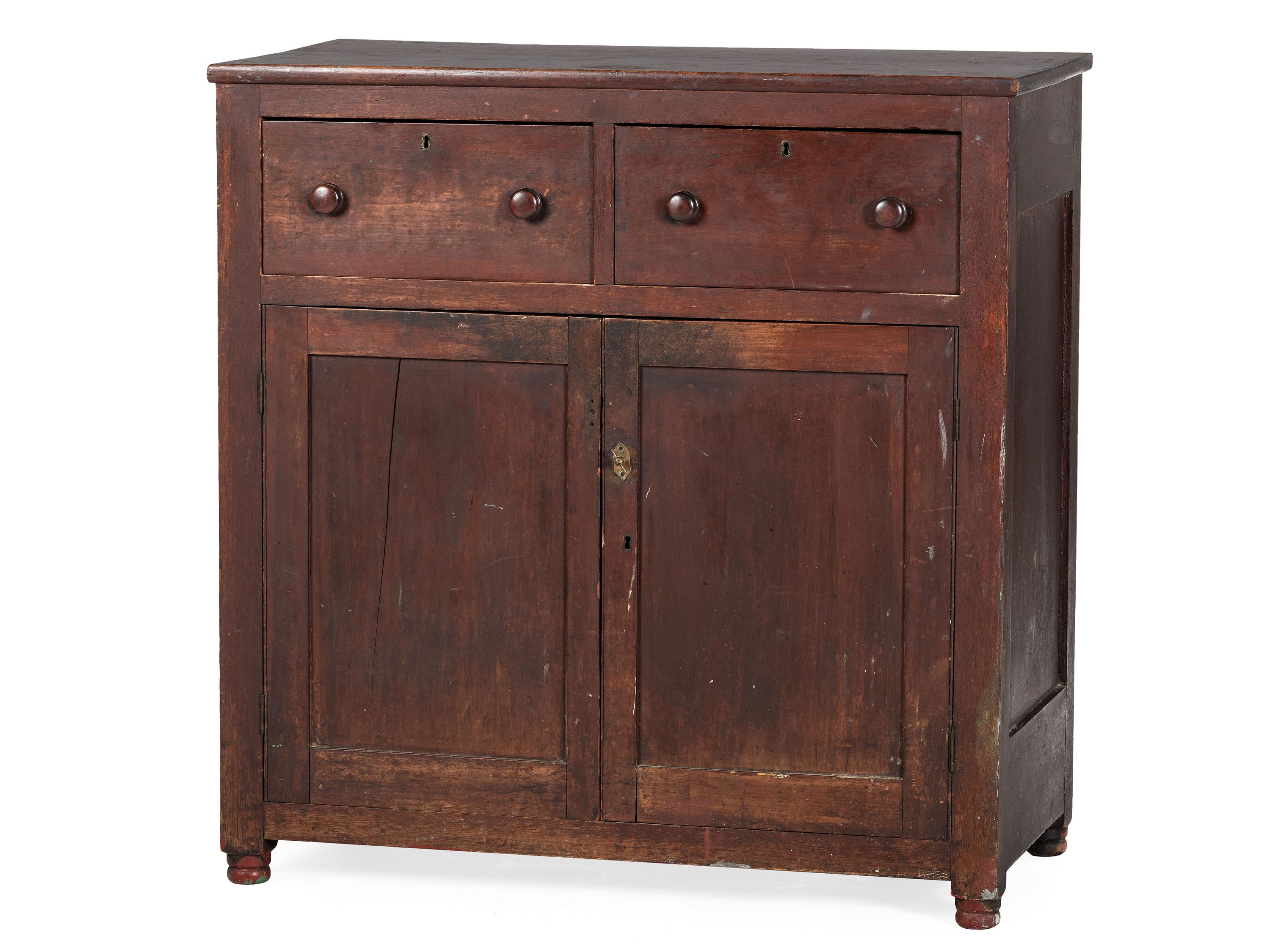 A Country Federal Cherrywood Two Drawer Jelly Cupboard
