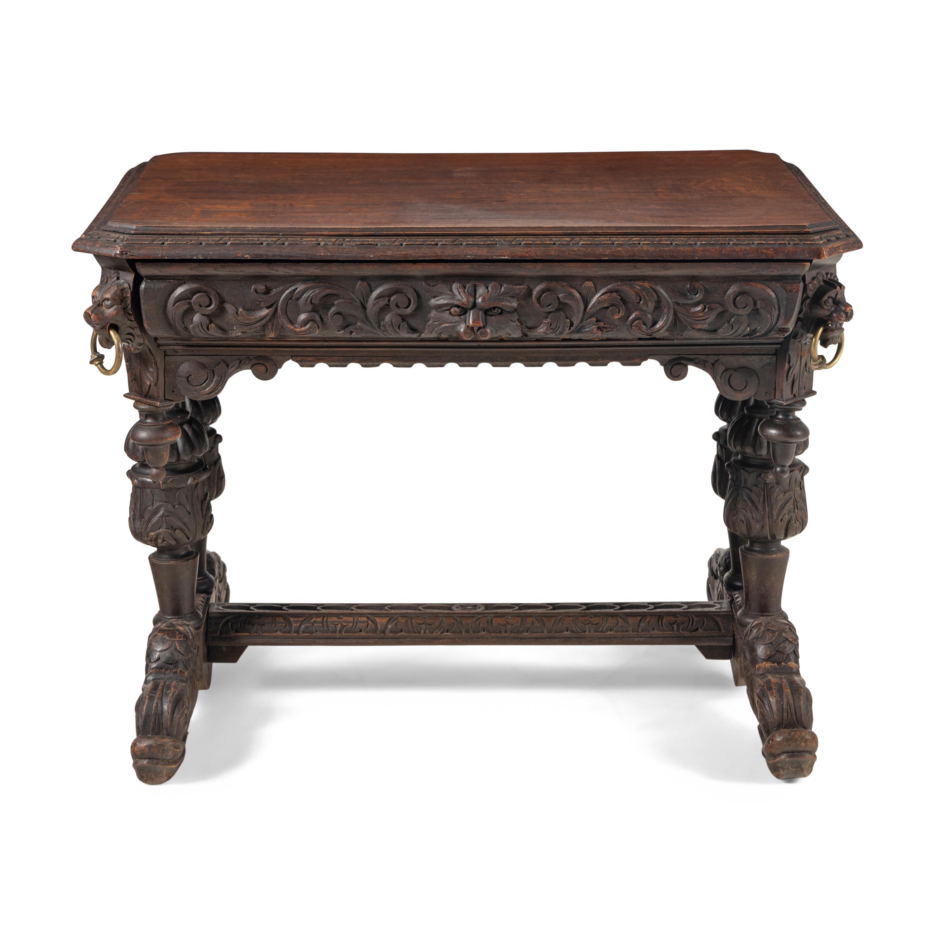 A Renaissance Revival Carved Oak Desk