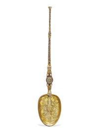 An Elizabeth II Celtic Style Gilt-Washed Sterling Silver Spoon
