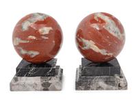 A Pair of Italian Marble Spherical Bookends