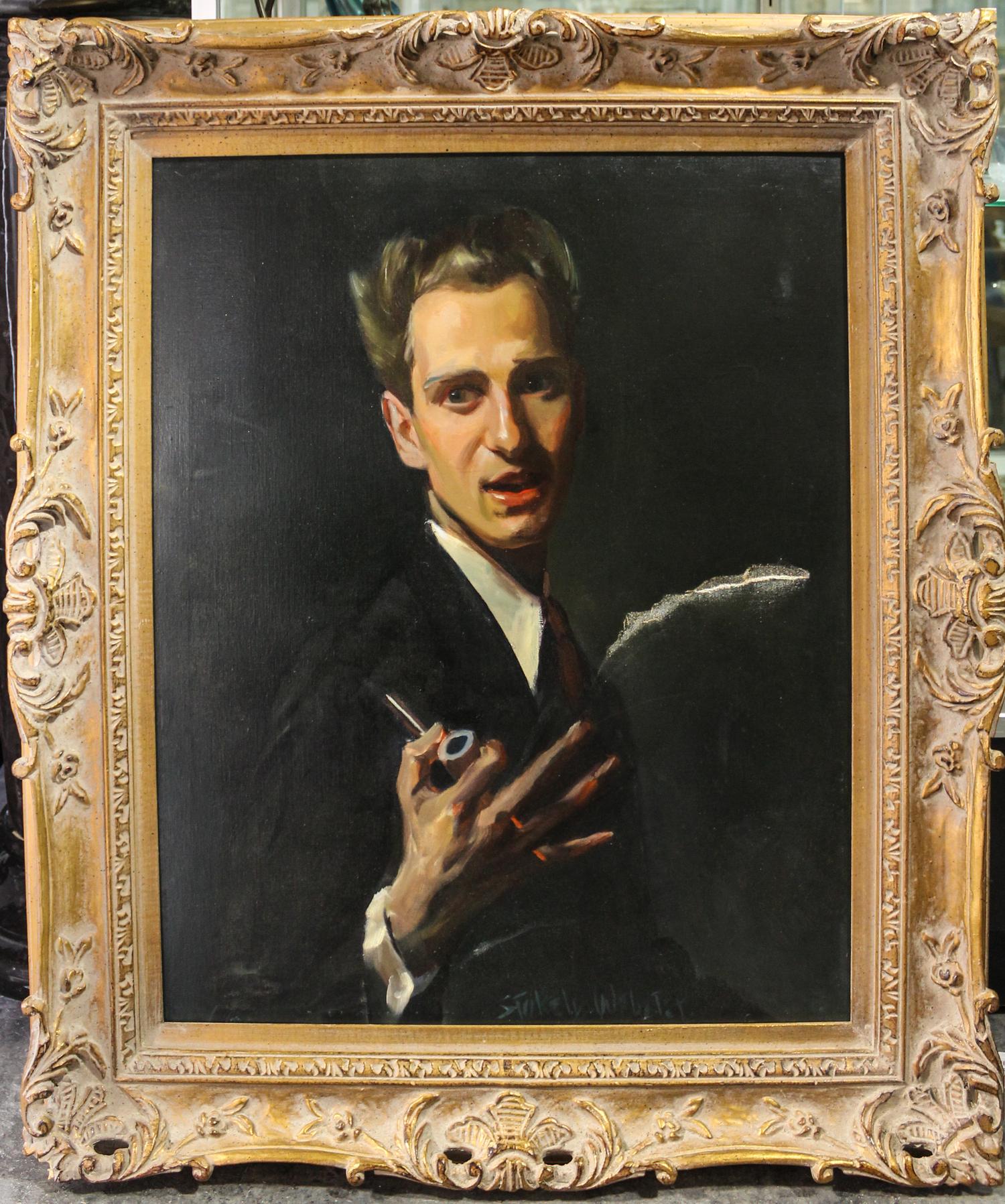 Stokely Webster, (American, 1912-2001), Self-Portrait with Pipe, 1937